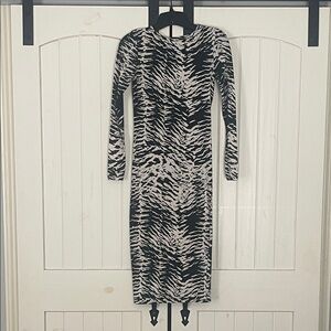 Topshop Black and White Patterned Long Sleeve Dress